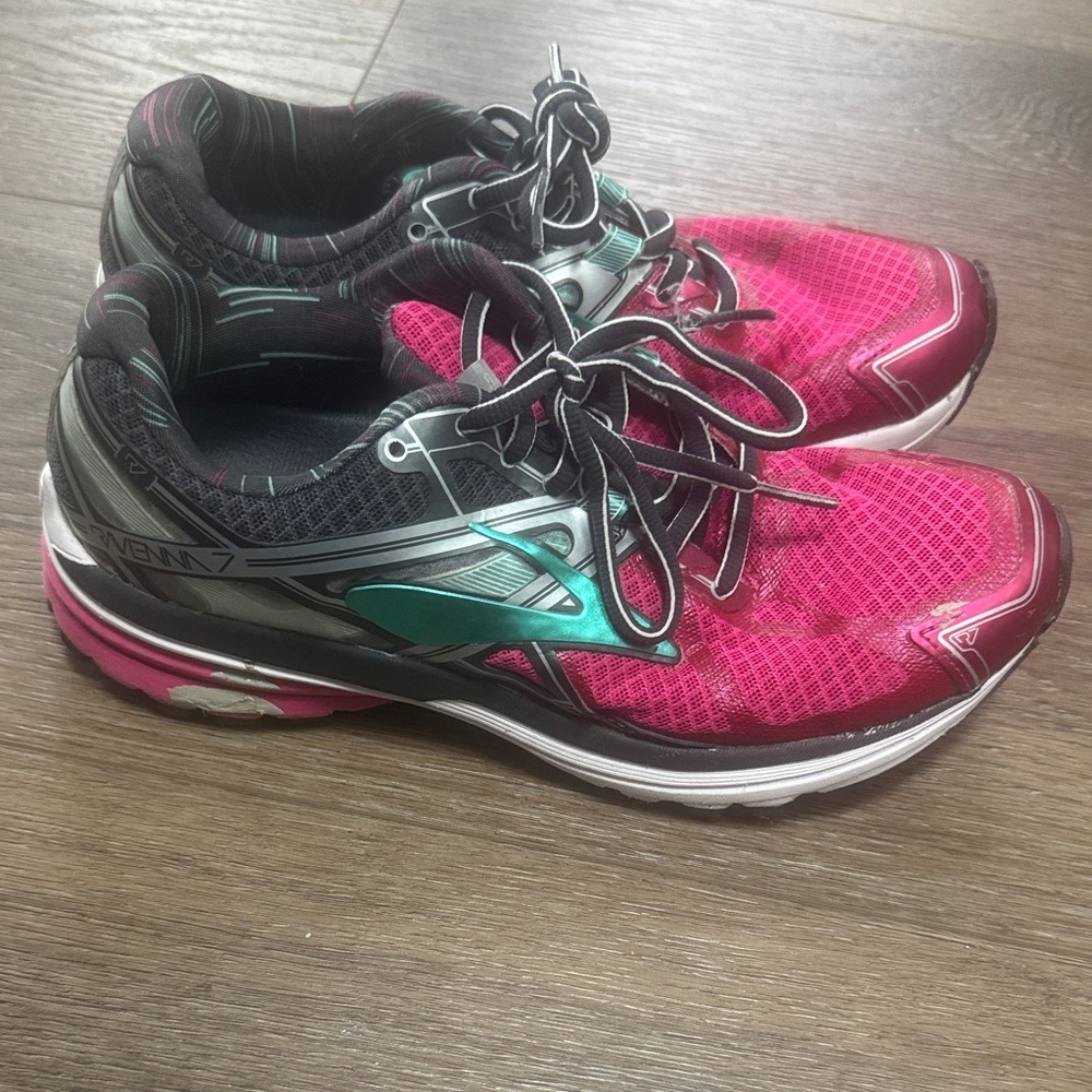 Brooks Women's Pink and Teal Running Shoes with Black Accents